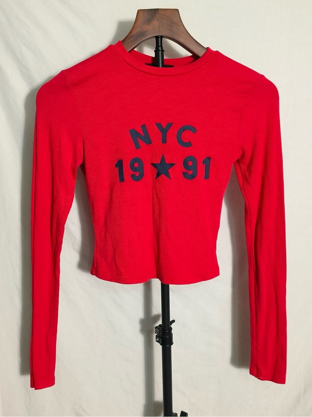 Streetwear Society NYC 1991 Red Ribbed Crop Top XS Y2K